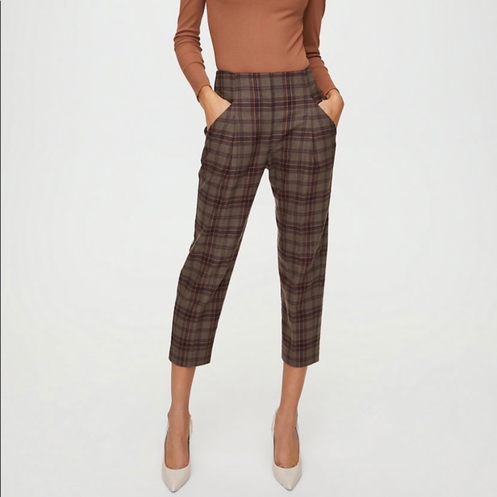 Aritzia Wilfred Chambery Pant Tartan Wool NWT